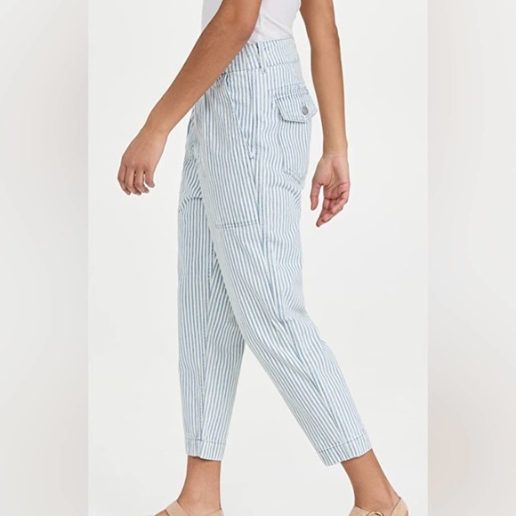 Sundry High Rise Blue & White Striped Crop Denim Jeans Size 30 - Picture 2 of 8